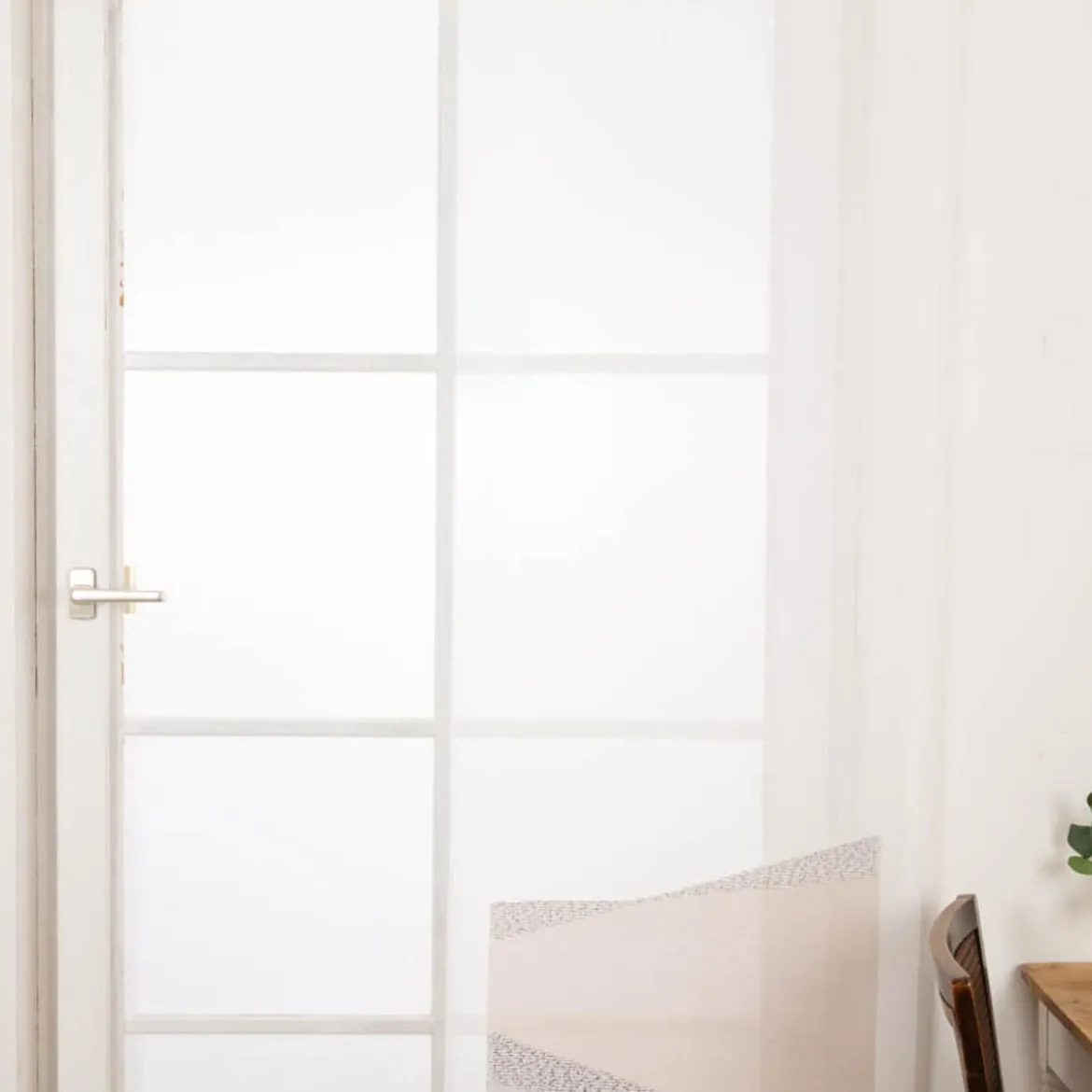Schiebevorhang Leinenstruktur Voile Sockeldessin abstrakt weiß taupe 245x60cm