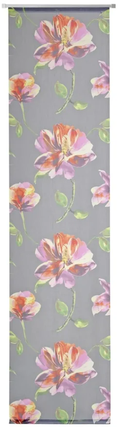 Schiebevorhang Merida halbtransparent mit Flexoschiene Blumen bunt 60x245cm (BxH)