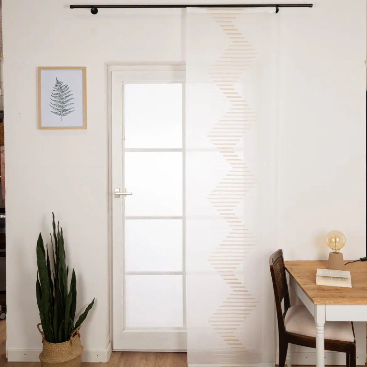 Schiebevorhang Mika Scherli transparent wollweiß beige 245x60cm (BxH)