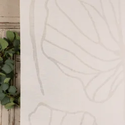 Schiebevorhang Schiebegardine Scherli Gingko Blätter halbtransparent inkl. Technik weiß 245x60cm