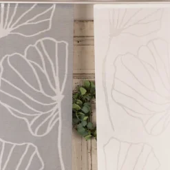 Schiebevorhang Schiebegardine Scherli Gingko Blätter halbtransparent inkl. Technik grau 245x60cm