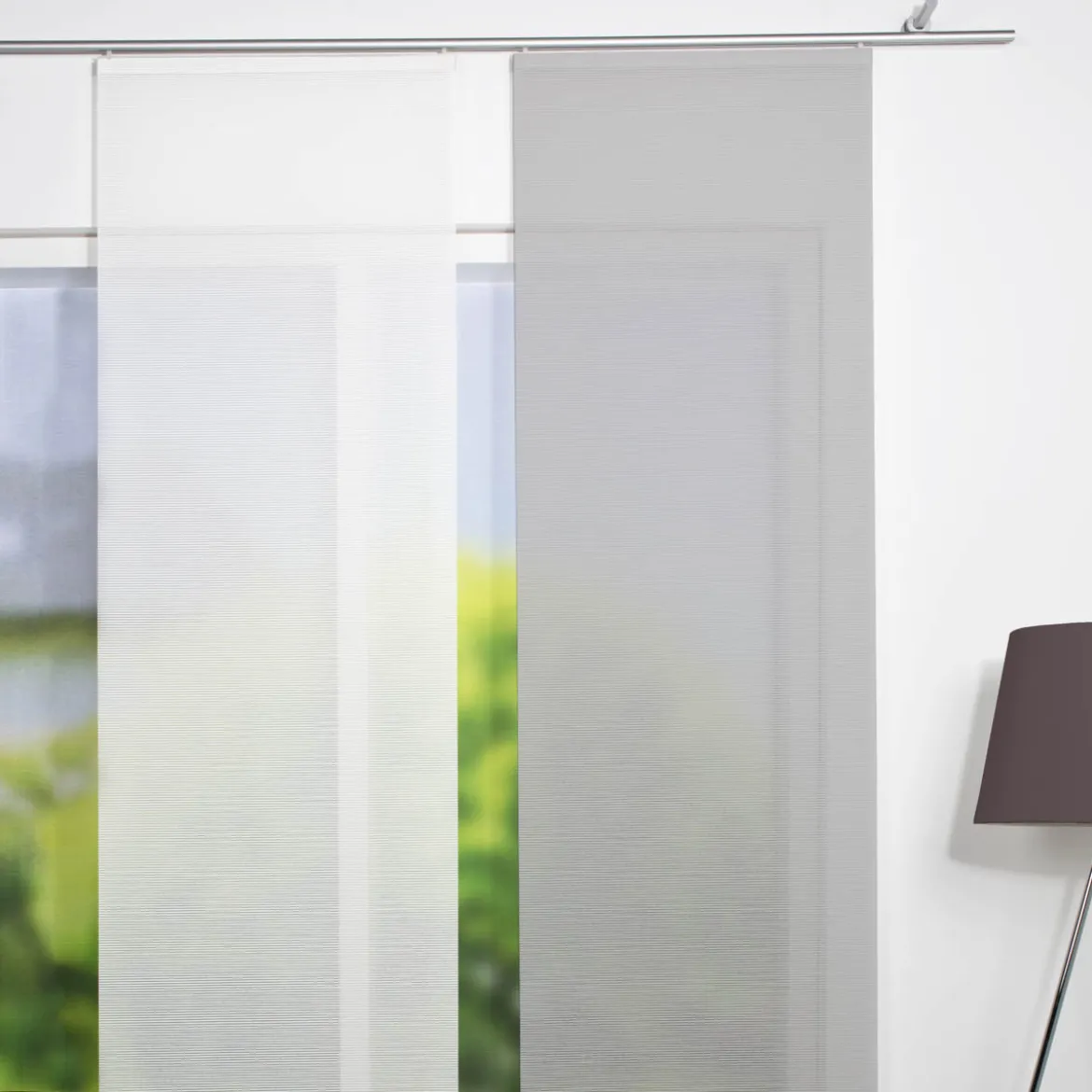 Schiebevorhang Streifenstruktur Bambus-Optik einfarbig grau 60x260cm