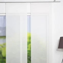 Schiebevorhang Streifenstruktur Bambus-Optik einfarbig weiß 60x260cm