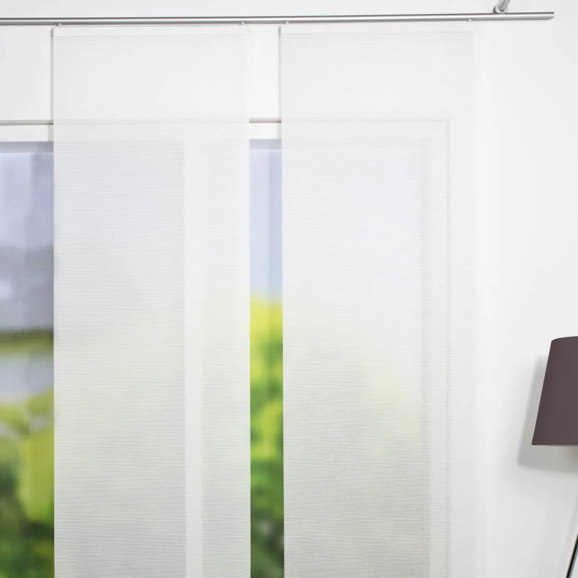 Schiebevorhang Streifenstruktur Bambus-Optik einfarbig weiß 60x260cm