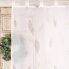 Schlaufenschal Fertiggardine Voile Blätter weiß grau 140x245cm