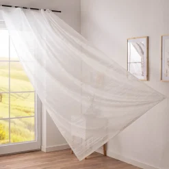 Schlaufenschal Gardine Filou Elbersdrucke transparent Scherli Ikat weiß140cmx255cm