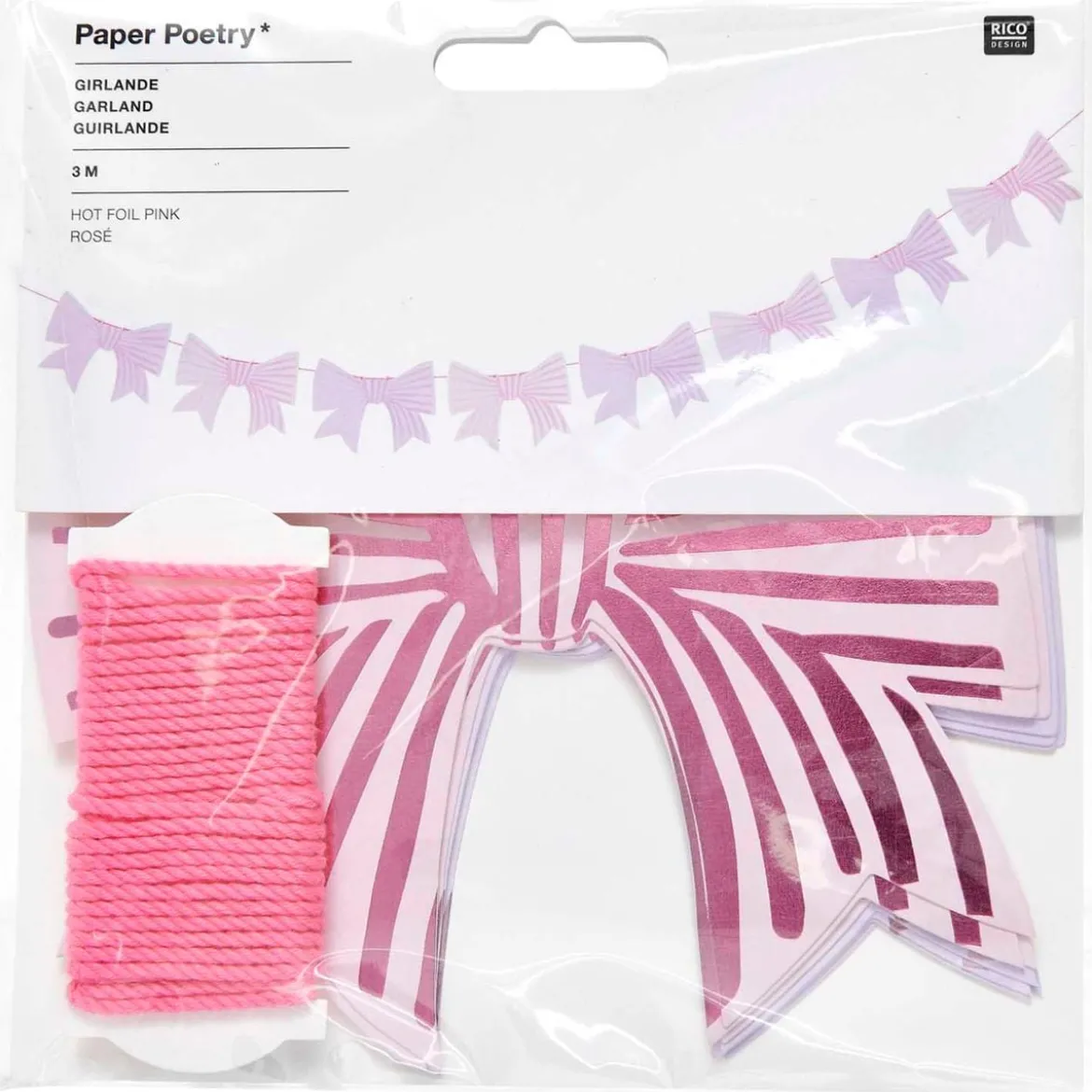 Schleifengirlande aus Papier Hot Foil rosa 3m von Rico Design