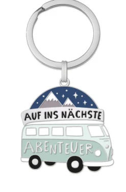 Schlüsselanhänger Auf ins nächste Abenteuer Camper 85x40mm von Grafik Werkstatt