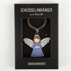 Schlüsselanhänger aus Metall Kleiner Schutzengel 85x40mm von Grafik Werkstatt