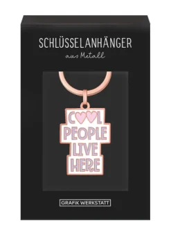 Schlüsselanhänger Cool people live here 85x40mm von Grafik Werkstatt