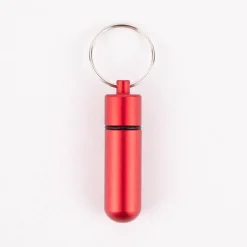 Schlüsselanhänger Kapsel für Geldscheine Metall rot 2,5x7,5x1,5cm