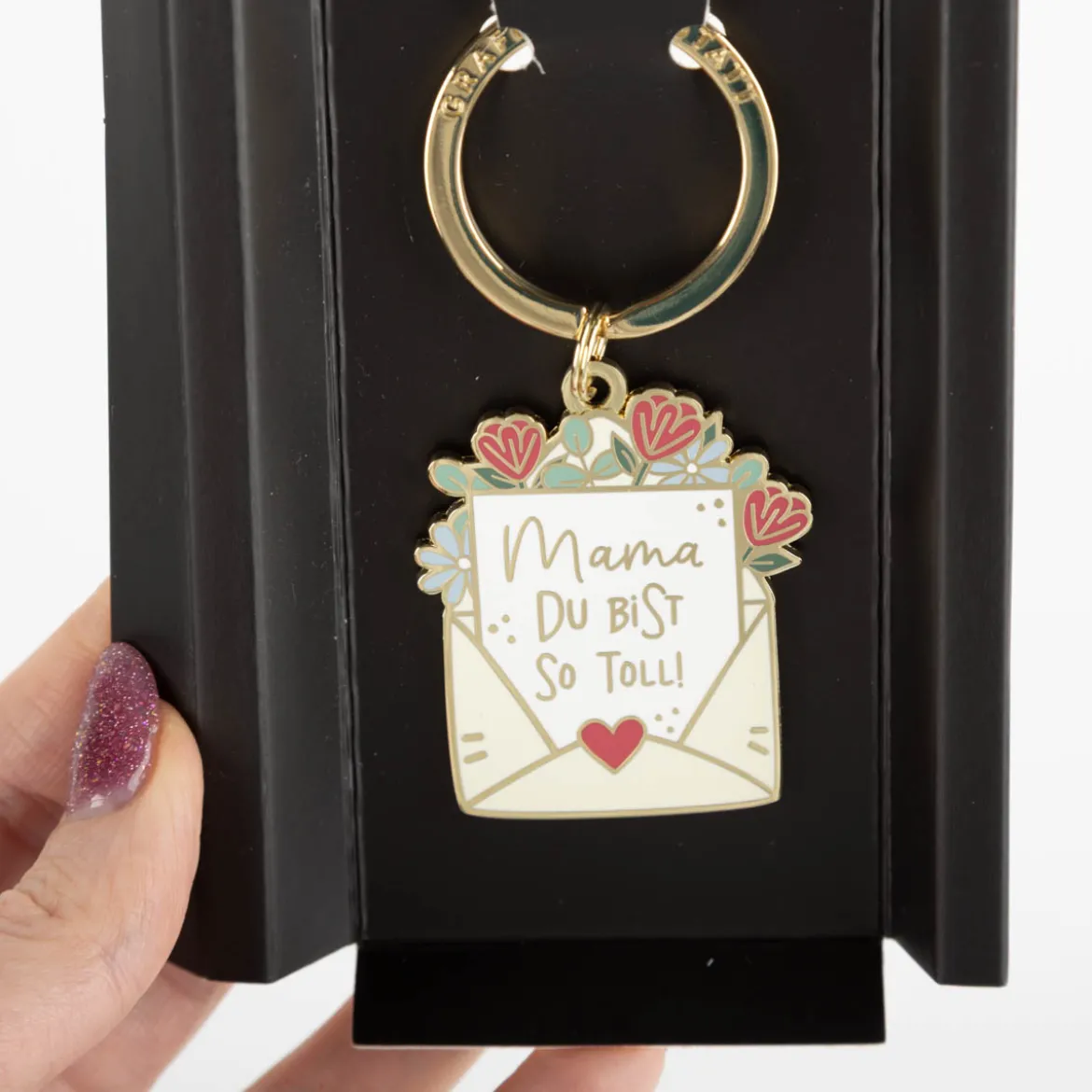 Schlüsselanhänger Mama Du Bist So Toll! mit Gold-Veredelung 85x40mm von Grafik Werkstatt
