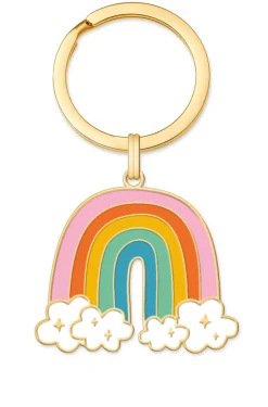 Schlüsselanhänger Regenbogen mit Gold-Veredelung 85x40mm von Grafik Werkstatt