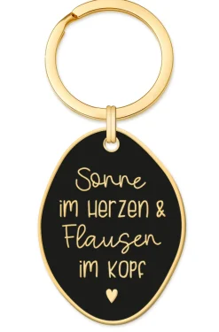 Schlüsselanhänger Sonne im Herzen & Flausen im Kopf 85x40mm von Grafik Werkstatt
