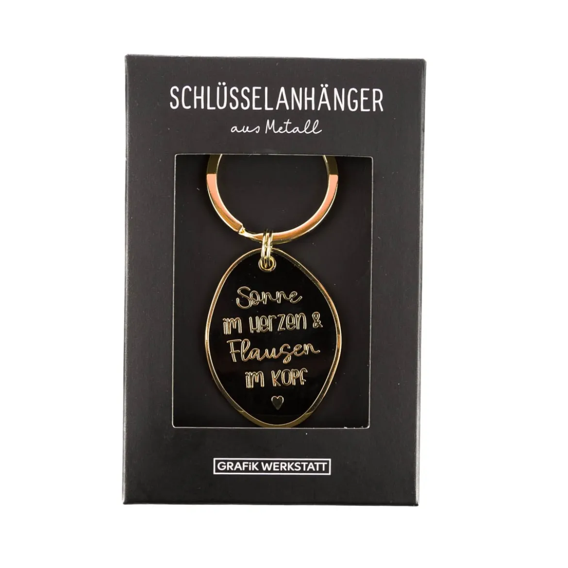 Schlüsselanhänger Sonne im Herzen & Flausen im Kopf 85x40mm von Grafik Werkstatt