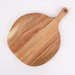 Schneidebrett rund mit Griff Akazienholz natur 31x23x1,5cm