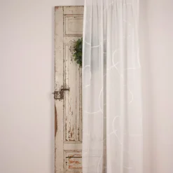 SCHÖNER LEBEN. Gardine Scherli Leinenstrukur Grafik Schlingendessin ecru 140cm breit und 285cm hoch oder Wunschhöhe