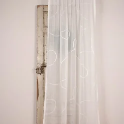 SCHÖNER LEBEN. Gardine Scherli Leinenstrukur Grafik Schlingendessin ecru 280cm breit und 285cm hoch oder Wunschhöhe
