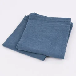 SCHÖNER LEBEN. Geschirrtuch 2er Set Bio Ramie Leinenoptik einfarbig blau 40x70cm