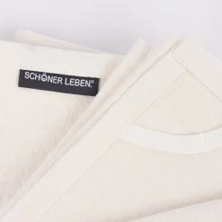 SCHÖNER LEBEN. Geschirrtuch 2er Set Bio Ramie Leinenoptik einfarbig cremeweiß 40x70cm