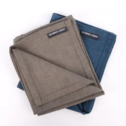 SCHÖNER LEBEN. Geschirrtuch 2er Set Bio Ramie Leinenoptik Farbmix blau und grau 40x70cm