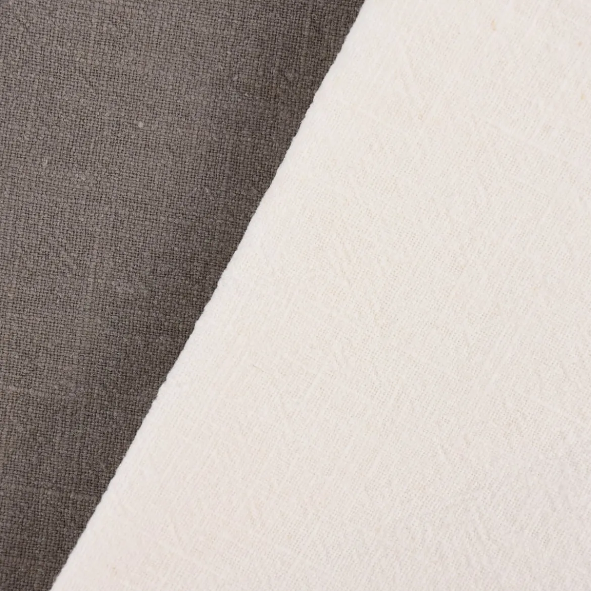 SCHÖNER LEBEN. Geschirrtuch 2er Set Bio Ramie Leinenoptik Farbmix cremeweiß und grau 40x70cm