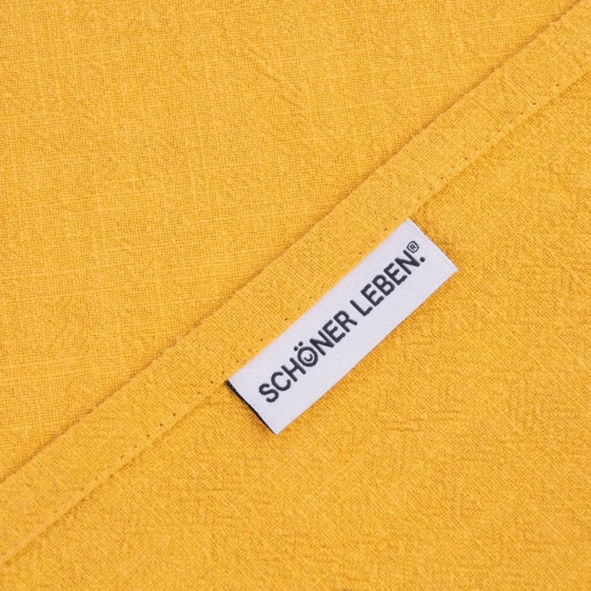 SCHÖNER LEBEN. Geschirrtuch 2er Set Bio Ramie Leinenoptik einfarbig senf gelb 40x70cm