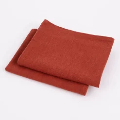 SCHÖNER LEBEN. Geschirrtuch 2er Set Bio Ramie Leinenoptik einfarbig rost 40x70cm