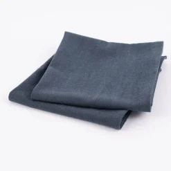 SCHÖNER LEBEN. Geschirrtuch 2er Set Bio Ramie Leinenoptik einfarbig dunkelblau 40x70cm