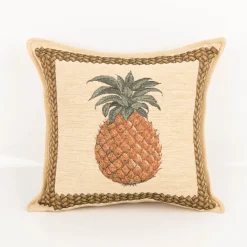 SCHÖNER LEBEN. Gobelin Kissenhülle Ananas beige braun 42x42cm