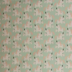 SCHÖNER LEBEN. Kinderzimmer-Vorhang Einhörner mint weiß rosa 245cm oder Wunschlänge