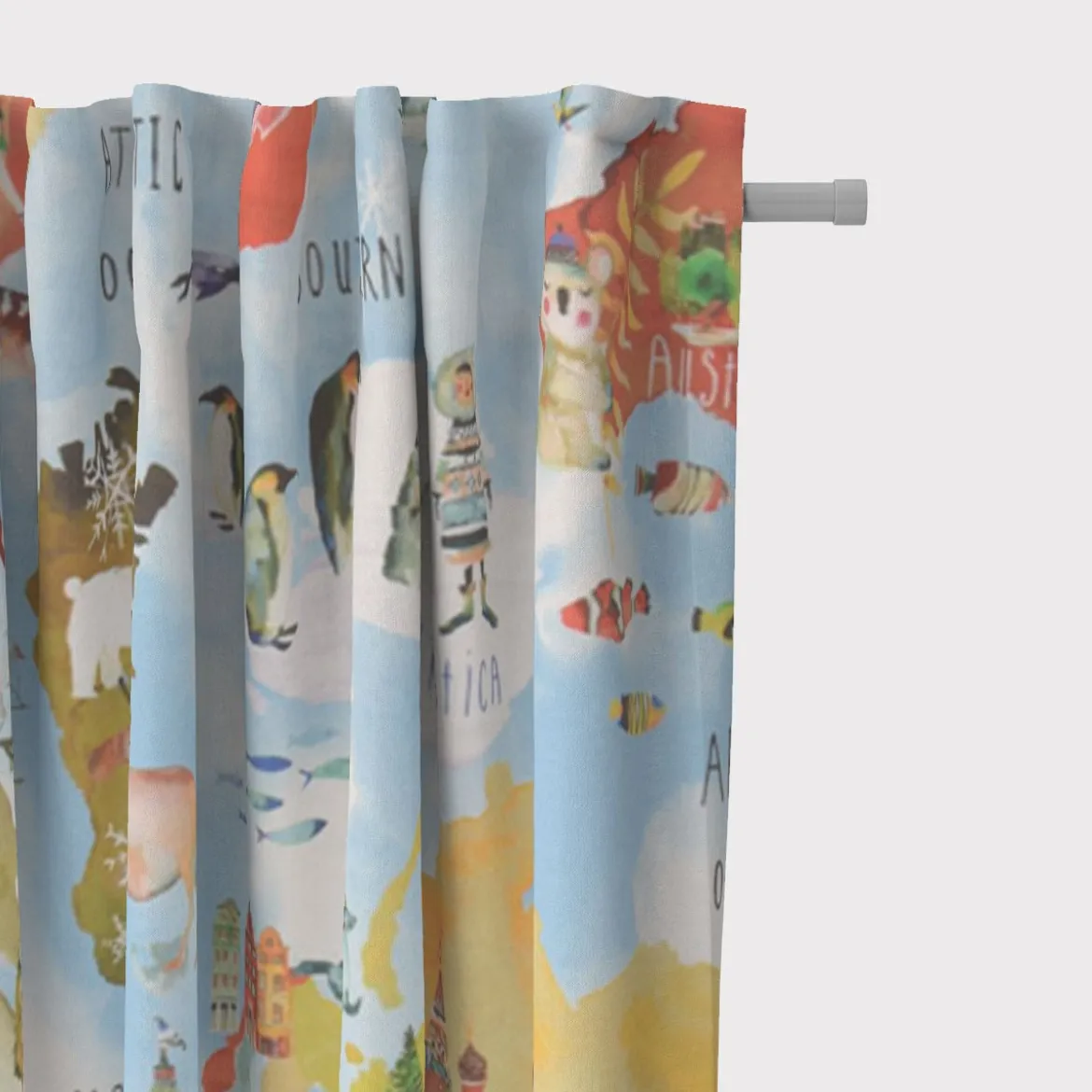 SCHÖNER LEBEN. Kinderzimmer-Vorhang Adventure Rainbow Weltkarte bunt 245cm oder Wunschlänge
