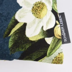 SCHÖNER LEBEN. Kissenhülle Affe Vogel Blumen Digitaldruck blau grün 30x50cm