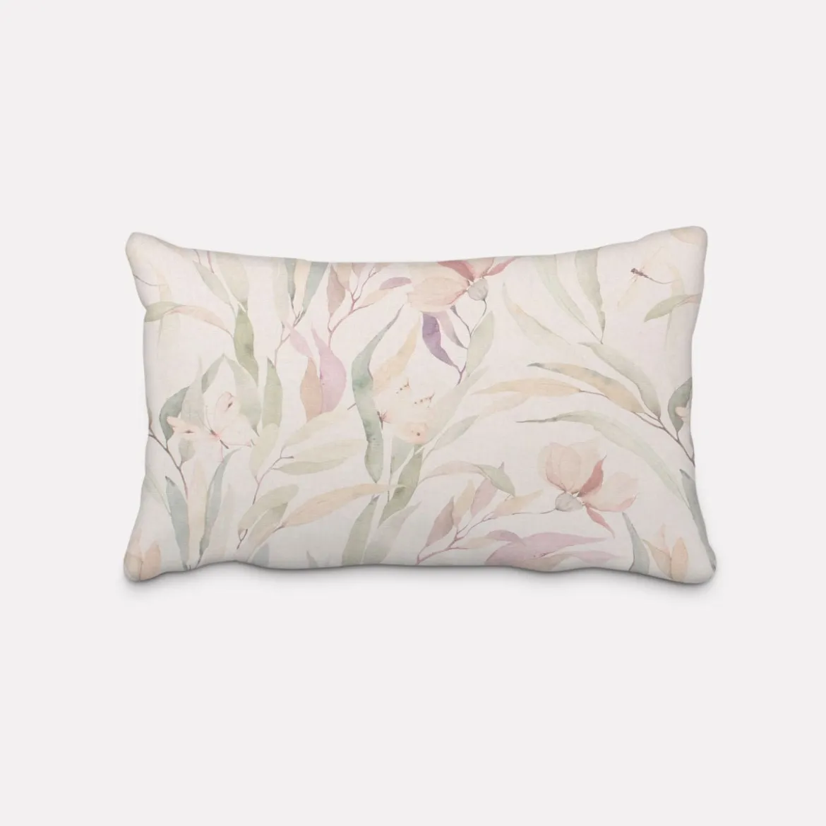 SCHÖNER LEBEN. Kissenhülle Aquarell Blätter Blüten Schmetterling weiß pastell verschiedene Größen