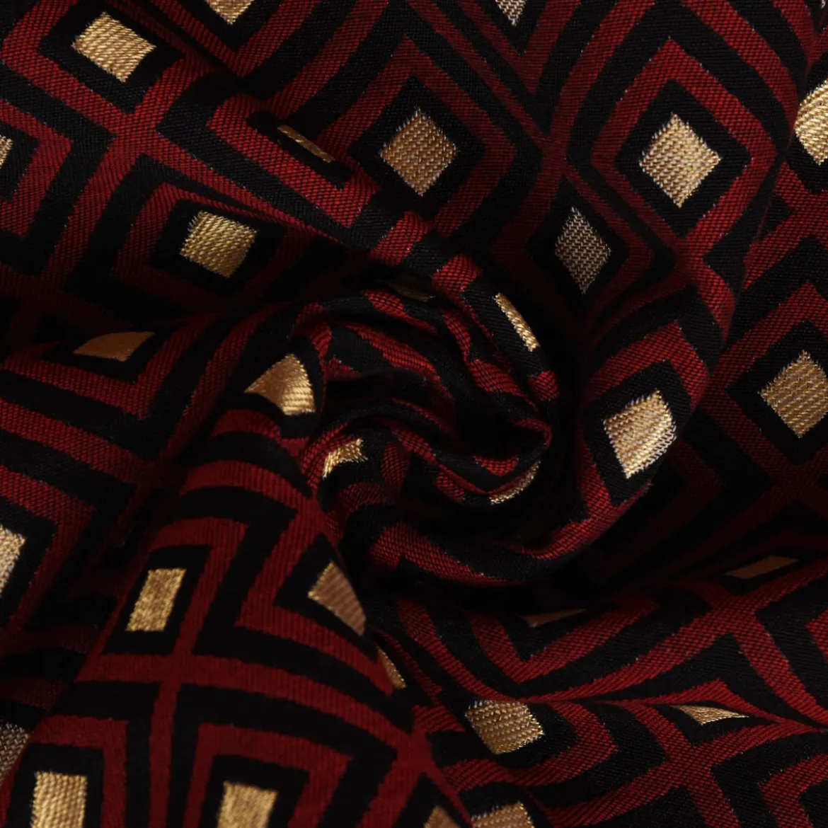 SCHÖNER LEBEN. Kissenhülle Art Deco Rauten Retro rot schwarz goldfarbig verschiedene Größen