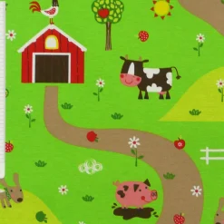 Schöner Leben Kissenhülle Bauernhof Tiere grün bunt 50x50cm