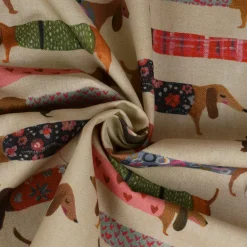 SCHÖNER LEBEN. Kissenhülle Baumwollstoff Dachshund Dackel beige bunt verschiedene Größen