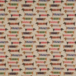 SCHÖNER LEBEN. Kissenhülle Baumwollstoff Dachshund Dackel beige bunt verschiedene Größen