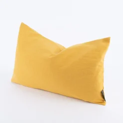 SCHÖNER LEBEN. Kissenhülle Bio Ramie Leinenoptik einfarbig senfgelb 30x50cm