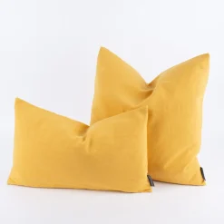 SCHÖNER LEBEN. Kissenhülle Bio Ramie Leinenoptik einfarbig senfgelb 30x50cm