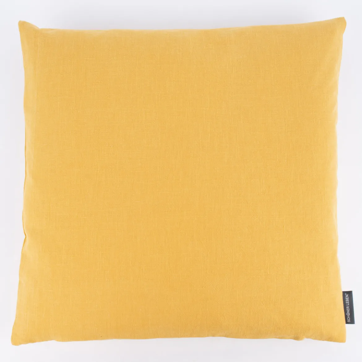 SCHÖNER LEBEN. Kissenhülle Bio Ramie Leinenoptik einfarbig senf gelb 40x40cm