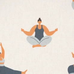 SCHÖNER LEBEN. Kissenhülle Body Positivity Yoga wollweiß blau verschiedene Größen
