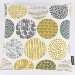 SCHÖNER LEBEN. Kissenhülle Casa Saffron Kreise creme grau braun 40x40cm