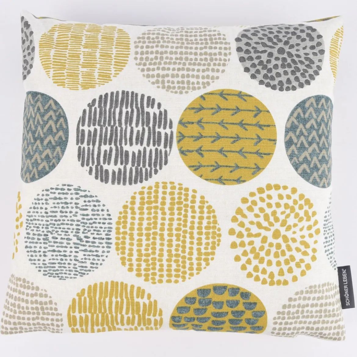 SCHÖNER LEBEN. Kissenhülle Casa Saffron Kreise creme grau braun 40x40cm