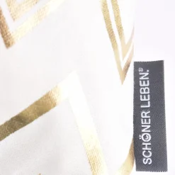 SCHÖNER LEBEN. Kissenhülle Chevron Zacken weiß goldfarbig metallic 50x50cm