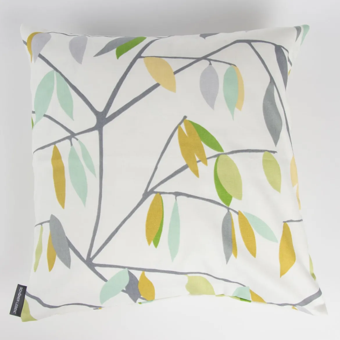 Schöner Leben Kissenhülle Coco Plum Lemonade Blätter grau grün gelb 50x50cm