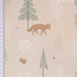 SCHÖNER LEBEN. Kissenhülle Cold Forest Animals Bäume Waldtiere beige grün weiß verschiedene Größen