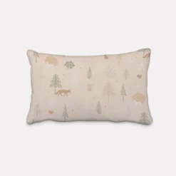SCHÖNER LEBEN. Kissenhülle Cold Forest Animals Bäume Waldtiere beige grün weiß verschiedene Größen