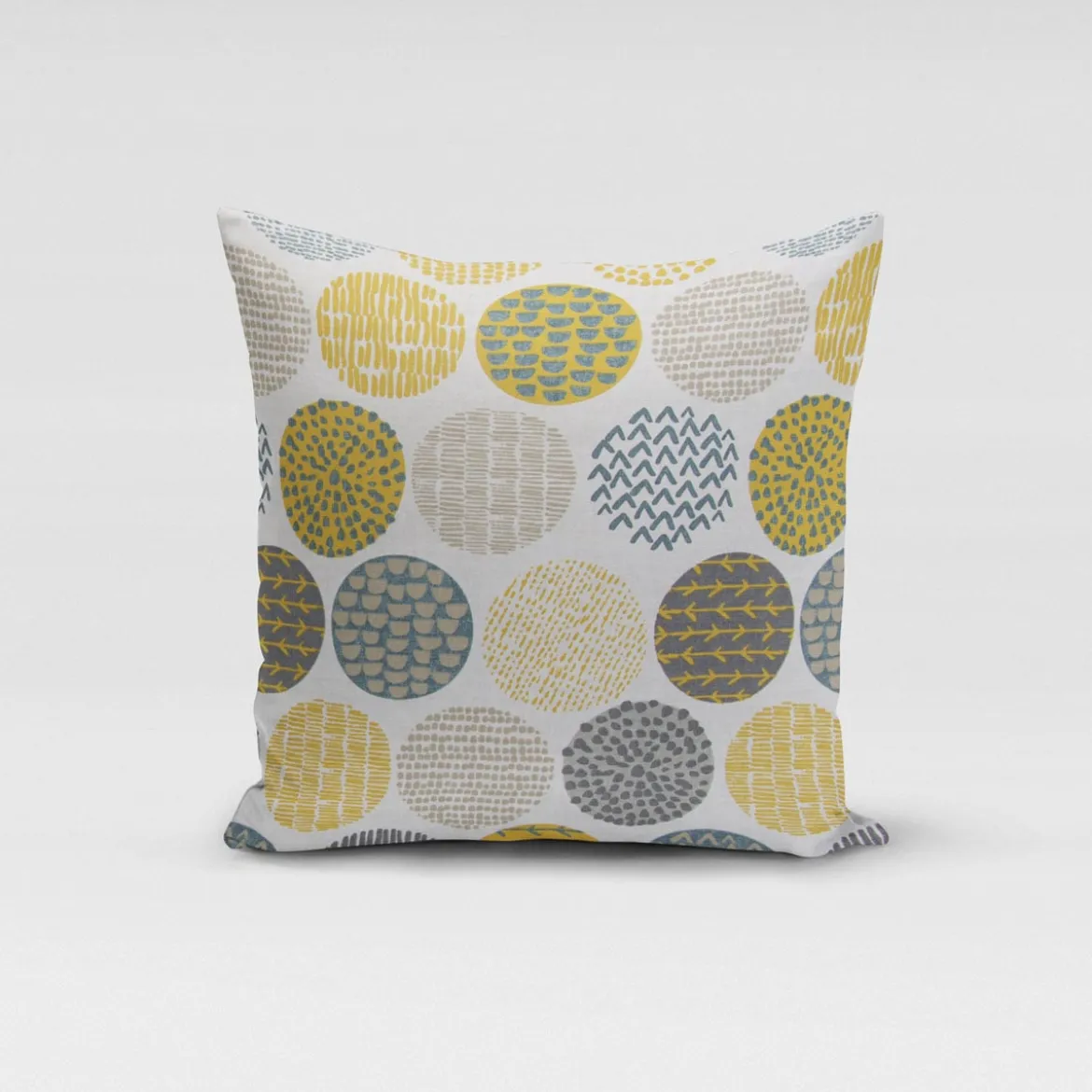 SCHÖNER LEBEN. Kissenhülle creme Kreise in grau braun 50x50cm
