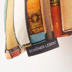 SCHÖNER LEBEN. Kissenhülle Digitaldruck Bücher Books bunt 50x50cm